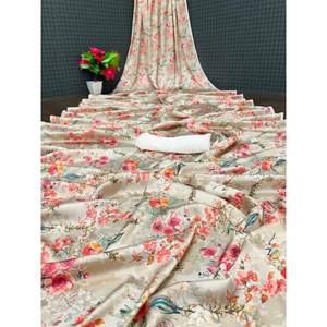 ชุดผ้าไหมนุ่มพิมพ์ลายดิจิทัลสำหรับงานส่าหรีพร้อมเสื้อแบบไม่มีตะเข็บ - Product Image 1