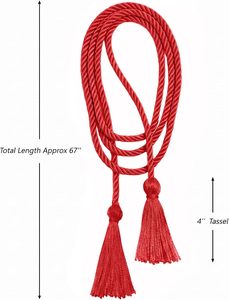 Red Braided Drawcord with Tassels 8 Strand Polyester Cords for Garment Use Classical Style With Cheap Price & OEM Service - Product Image 2