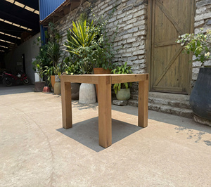 <b>Rustic</b> Brown Recycled <b>Wood</b> Oak <b>Table</b> Furniture for Home Use from VietNam Square Solid <b>Wood</b> <b>Dining</b> <b>Table</b>. - Product Image 6