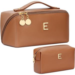 Set di Borse Organizer per Trucchi Personalizzate con Iniziali, Borsa Cosmetica da Viaggio Apribile con Scomparti Trasparenti per Donne e Ragazze, Regalo di Compleanno - Product Image 1