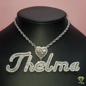 <b>Custom</b> " Sammy " <b>Name</b> Pendant <b>Necklace</b> Gold Iced Out Lab Grown Diamond Heart Hip Hop Jewelry Gift - Product Image 2