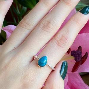 Handmade Teardrop Blue Apatite <b>Ring</b> 925 Sterling Silver Gemstone Jewelry Women Gift Wholesale Minimalist Design - Product Image 4