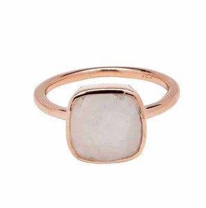 Bague pour femme en pierre de lune arc-en-ciel facettée en forme de coussin de 15 mm - Vente en gros de bagues plaquées or rose - Bague artisanale à prix de gros - Product Image 1