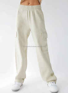 2025 Hot Selling Fleece Heavyweight Straight Sweatpants Cargo Sweat <b>Pants</b> Women Trousers Side Pocket Elastic Waist Trouser - Product Image 2