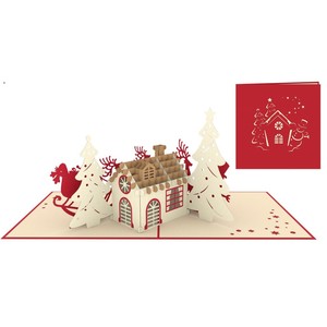 Carte de vœux 3D pop-up de Noël en gros, fabriquée à la main par un fabricant vietnamien, carte de vœux 3D découpée au laser pour les fêtes - Product Image 1