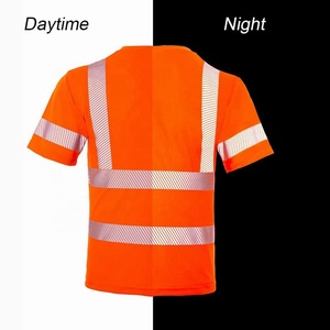 <b>Orange</b> <b>Hi</b> <b>Vis</b> Safety T Shirt Reflective Workwear Short Sleeve High Visibility Tee with Pocket Custom Logo 2026 - Product Image 4