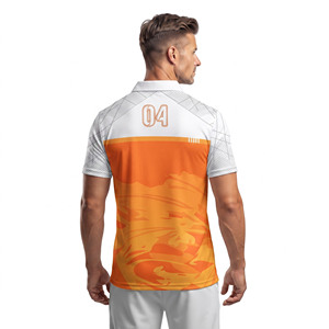 Camiseta de Polo de Cricket de Manga Corta con Cuello Alto y Logotipo Personalizado para Hombre, Jersey de Cricket Sublimado 100% Poliéster - Product Image 2