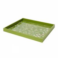 Plateau de service élégant en MDF laqué avec finition polie, plateau décoratif avec poignée pour usage domestique, prêt à l'exportation