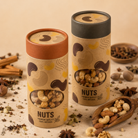 Boîte cylindrique de luxe en carton rigide pour amandes et chocolat, pot, conteneur, boîte à thé, tube, emballage pour noix