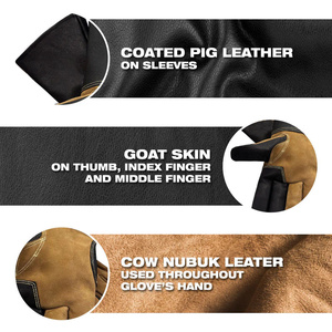 Premium Quality Goat Grain & Cowhide Split Leather TIG Welding Gloves Unlined <b>Fire</b>-Resistant Heat-Safe Work Safety Gloves - Product Image 5