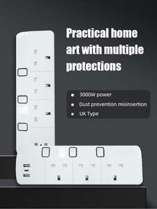 Multiprise avec interrupteur de surcharge et ports USB, série PLUS, 3 prises, câble de 5 m, entièrement en cuivre, blanche - Product Image 4