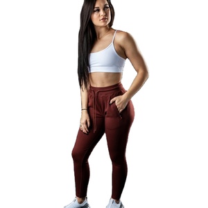 Joggers de entrenamiento activo hechos a medida para mujer, ropa de calle informal ajustada negra sólida para invierno, estilo frontal plano - Product Image 2