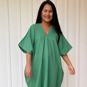 Boho <b>Kaftan</b> Dress Double Gauze Cotton <b>Maxi</b> Dress Loose Fit Lightweight Summer Dress Side Slit Lounge Dress - Product Image 1