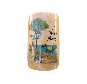 Artistic painted <b>bamboo</b> storage <b>cup</b> with scenic design rustic desktop organizer office supply product item accessory. - Product Image 1