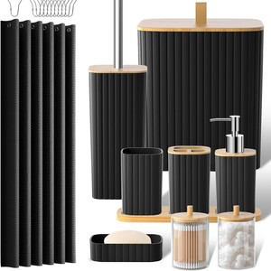 Set di 22 Accessori per il <span class=keywords><strong>Bagno</strong></span> con Portascopino, Dispenser Sapone e Cestino Decorativo da Appoggio per Casa - Product Image 2
