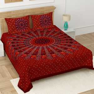 Juego de Ropa de Cama de Algodón con Estampado a Mano de Lujo Indio al por Mayor, Sábanas Hechas a Mano de Jaipur con Funda de Almohada, 100% Algodón - Product Image 3
