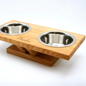 Eco-Friendly Handcrafted Wooden Stand Stylish Polished <b>Dog</b> Bowls Small Circle Food and Water - Product Image 5