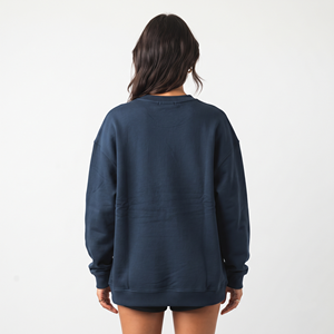 Sweat-shirt à col rond pour femme de haute qualité, à épaules tombantes, surdimensionné, brodé, à manches longues, décontracté - Product Image 4