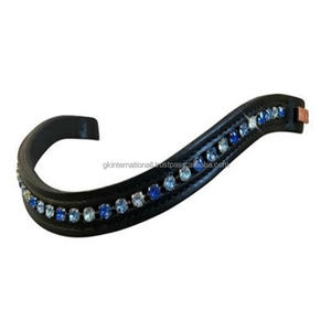 Diadema de cuero para caballo con cristales redondos brillantes, de calidad de exportación, para carreras de caballos, con megabrillo. - Product Image 3