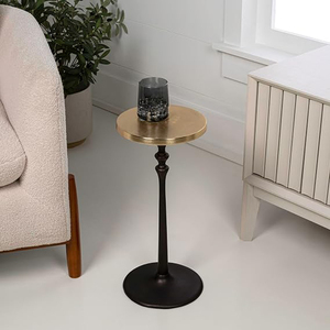 Gold Glass Drink <b>Table</b> Metal Martini <b>Round</b> <b>Small</b> Drink Side <b>Table</b> for Couch Tempered Glass C Shaped End <b>Table</b> - Product Image 5