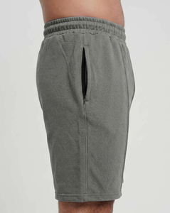 Shorts Bermuda en coton gris uni pour homme avec cordon de serrage à la taille, style décontracté - Product Image 3