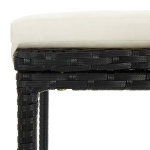 Set di 6 sgabelli da bar con struttura nera e cuscino in rattan PE bianco crema - Product Image 6