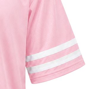 Maillot de sport rose JJ brodé à col en V, manches courtes, rayures blanches, léger, pour équipe sportive, uniforme, vêtement de sport - Product Image 5