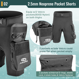 Shorts de bain AROPEC avec logo frontal XL/XXL, en néoprène, imprimé en sérigraphie, avec poche en spandex, anti-UV, pour hommes et femmes - Product Image 3