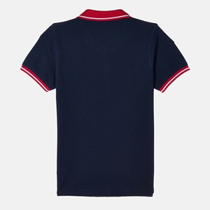 Chemise Homme Bleu Marine à Manches Courtes avec Bordures Rouge et Blanc sur Col et Poignets, Décontractée, Brodé, Respirante, en Coton/Fibre de Bambou Tricotée - Product Image 4