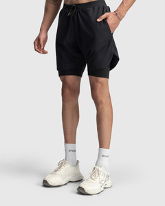Shorts de sport pour hommes personnalisés 2 en 1, double couche, pour la course à pied et l'entraînement, avec doublure de compression intérieure, taille élastique et poche latérale - Product Image 1