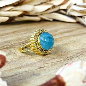 Trendy Boho Chalcedony <b>Ring</b> Tribal Brass Jewelry For Women 18k Gold Plated Ethnic Statement <b>Ring</b> For Wholesale/OEM/ODM - Product Image 1