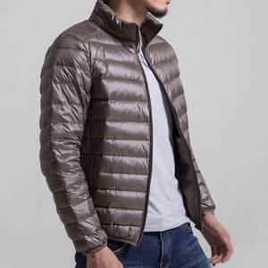 <b>Men's</b> Black Lightweight Puffer Jacket Stand Collar Zipper Closure Windproof Casual Winter Wear With Storage <b>Pouch</b> - Product Image 2