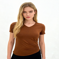 T-shirt femme en jersey simple polyester/coton écologique, coupe ajustée, doux, respirant, décontracté, basique, été, 140 GSM, motif losanges