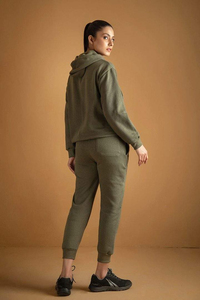 Conjunto Deportivo de 2 Piezas para Mujer, Color Verde, de Alta Calidad, Cálido, Informal, Ligero, Holgado, con Sudadera con Capucha y Pantalones Largos - Product Image 2