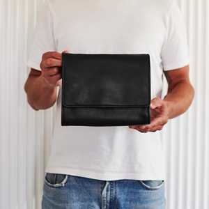 Genuine Leather Toiletry Bag Mens Dopp <b>Kit</b> Luxury <b>Shaving</b> Wash Bag Travel Cosmetic Pouch Custom Private Label TYG-0117 - Product Image 1