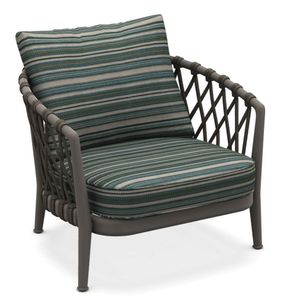 Chaise longue en corde tressée pour l'intérieur et l'extérieur avec structure métallique pour jardin de luxe, maison, balcon et hôtels - Product Image 1