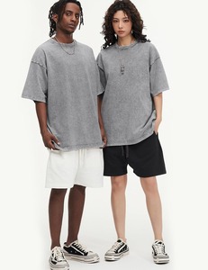 เสื้อยืดโอเวอร์ไซส์สไตล์วินเทจ ผ้าฝ้ายฟอกทรงหลวม แขนสั้น ไหล่ตก สตรีทแวร์ ยูนิเซ็กส์ เสื้อยืดลำลอง ขายส่ง - Product Image 3