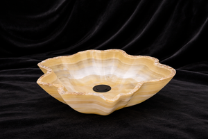 Vasque sculptée à la main en onyx naturel en forme de fleur, lavabo de luxe en marbre pour salle de bain - Product Image 4