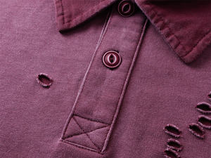 เสื้อโปโลแขนสั้นสีเบอร์กันดีสำหรับผู้ชาย สีพื้น ผ้าฝ้าย ทรงปกติ ดีไซน์แบบตัดเย็บพิเศษ สวมใส่สบาย - Product Image 6