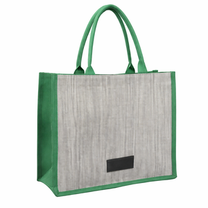 Bolsa de Yute Juco Mediana, Diseño Plegable con Estampado Personalizado, Patrón Floral, Biodegradable, Asas de Cinta de Algodón Teñido, Reutilizable - Product Image 1