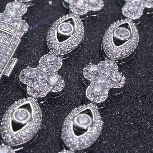 Moissanite Clover Link Necklace <b>Iced</b> <b>Out</b> Hip Hop Statement <b>Chain</b> Luxury Diamond Look Necklace for Men - Product Image 4