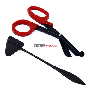 Ciseaux de sauvetage tactiques de qualité supérieure pour paramédicaux, marteau de percussion tout noir, ciseaux d'urgence médicaux EMT - Product Image 1