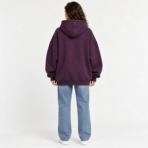 Sudadera con capucha extragrande de felpa cepillada para mujer, de algodón 100%, corte largo y holgado, con insignia frontal, OEM - Product Image 3