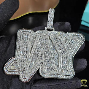 Collier cubain de luxe avec pendentif « JAY » en moissanite et diamant, bijou statement pour homme - Product Image 2
