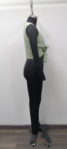 Débardeur sans manches en tricot vert menthe pour femme avec nœud latéral, style minimaliste, couleur unie, design sans col - Product Image 2