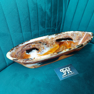 Bol décoratif en résine artisanale de qualité supérieure avec finition marbrée brillante pour centre de table et présentation élégante - Product Image 2