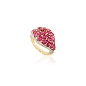 18K Natural 4.54 Ct Ruby and <b>Diamond</b> Cocktail <b>Ring</b> - Product Image 3