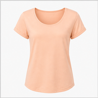 T-shirt pour femme à col rond et manches courtes, coupe classique, couleur pêche, WTS-0077