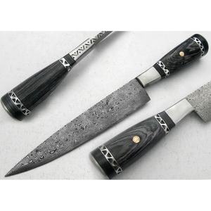 มีดเชฟทำมือ Jexmoo แบบกำหนดเองได้ พร้อมใบมีดเหล็กดามัสกัส ขนาด 8 นิ้ว ด้ามไม้ ปลอกหนัง - ของขวัญสำหรับเชฟ - Product Image 1