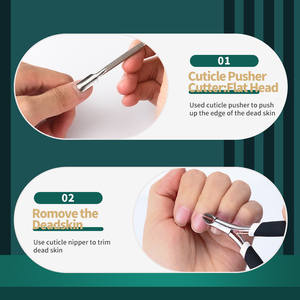 Stainless Steel Double Ended <b>Cuticle</b> Pusher Manicure Pedicure Nail <b>Tool</b> with Texture Grip Rainbow Finish - Product Image 3